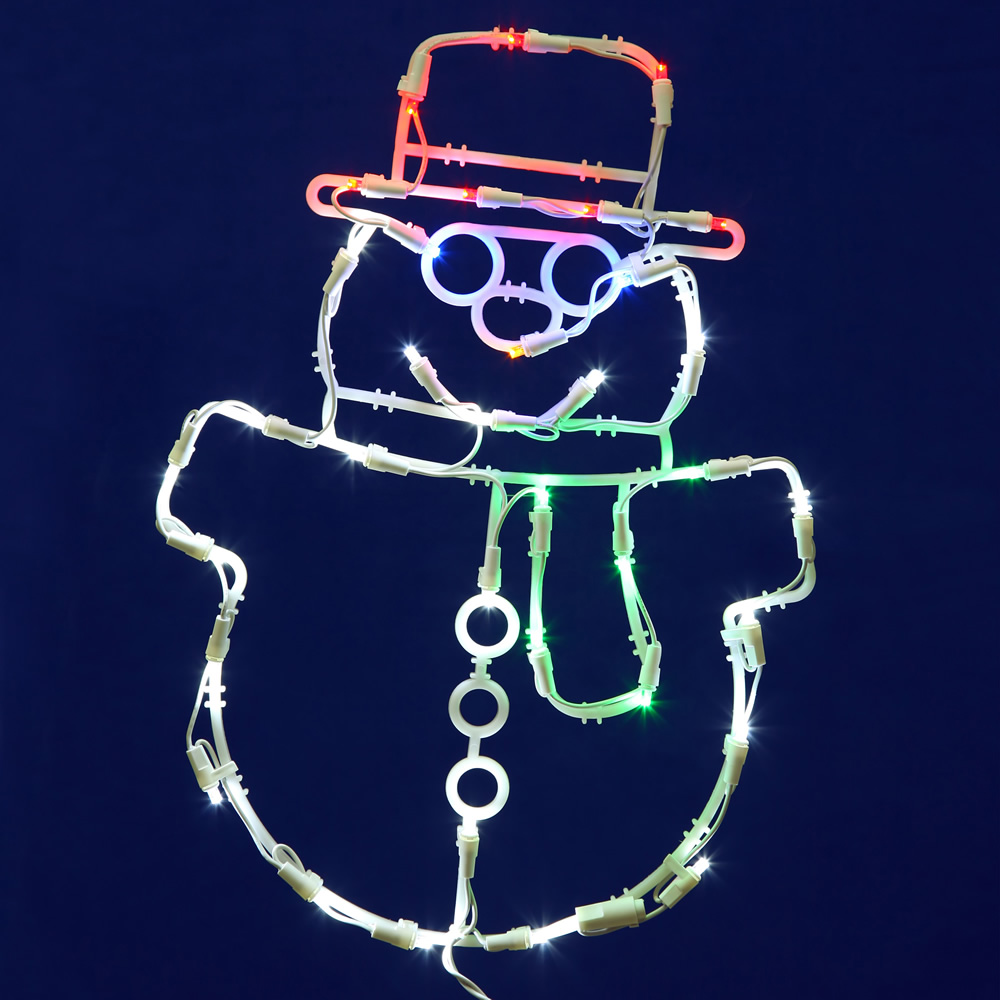 Snowman Lighted Window Decoration - 35 LED 5MM Wide Angle Polka-Dot Lights