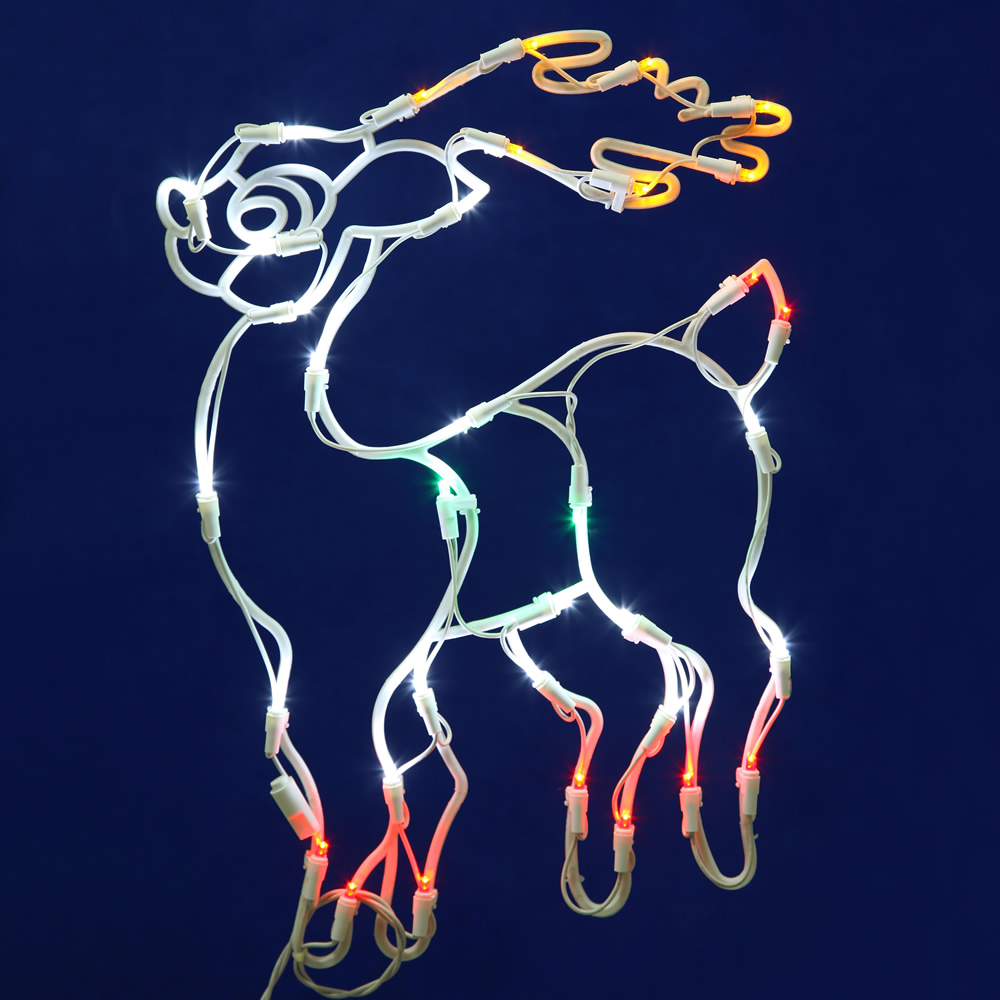 Reindeer Lighted Window Decoration - 35 LED 5MM Wide Angle Polka-Dot Lights