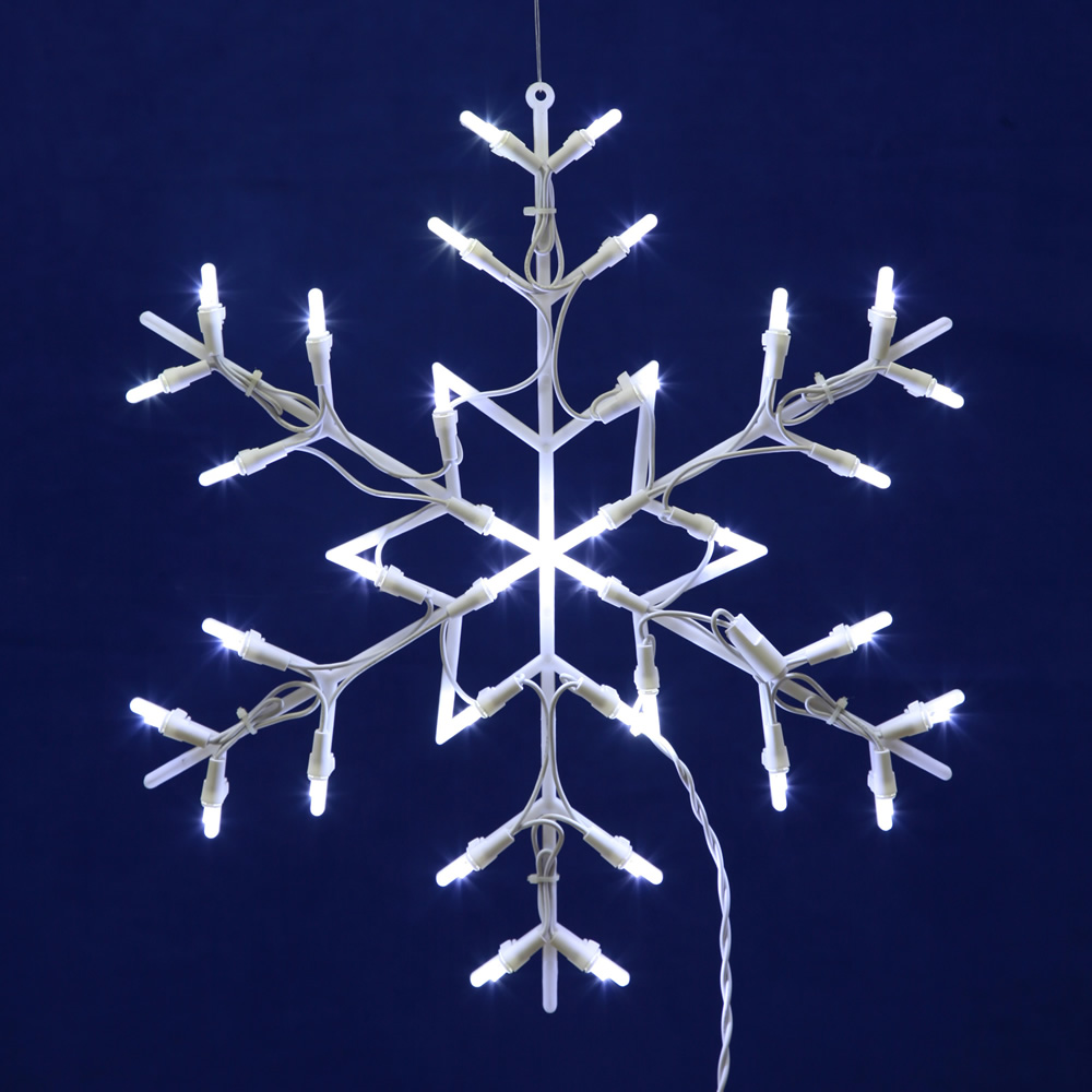 Snowflake Lighted Window Decoration - 35 LED 5MM Wide Angle Polka-Dot Lights